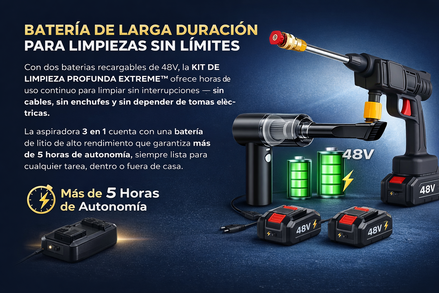 Kit Hidrolavadora 2 baterias+ Aspiradora